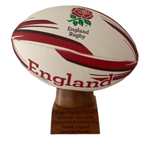 England Rugby Football Urn for Ashes with personalised timber display stand