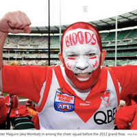 Sydney Swans supporter Peter Maguire (aka Wombat) at the 2012 grand final - image by Mal Fairclough